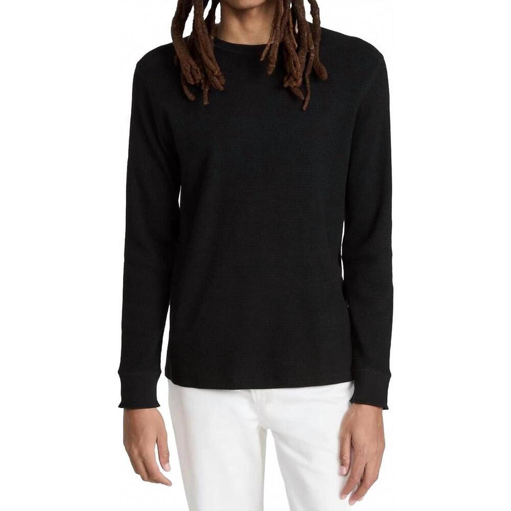 NEW VINCE thermal long sleeve crew tee in black